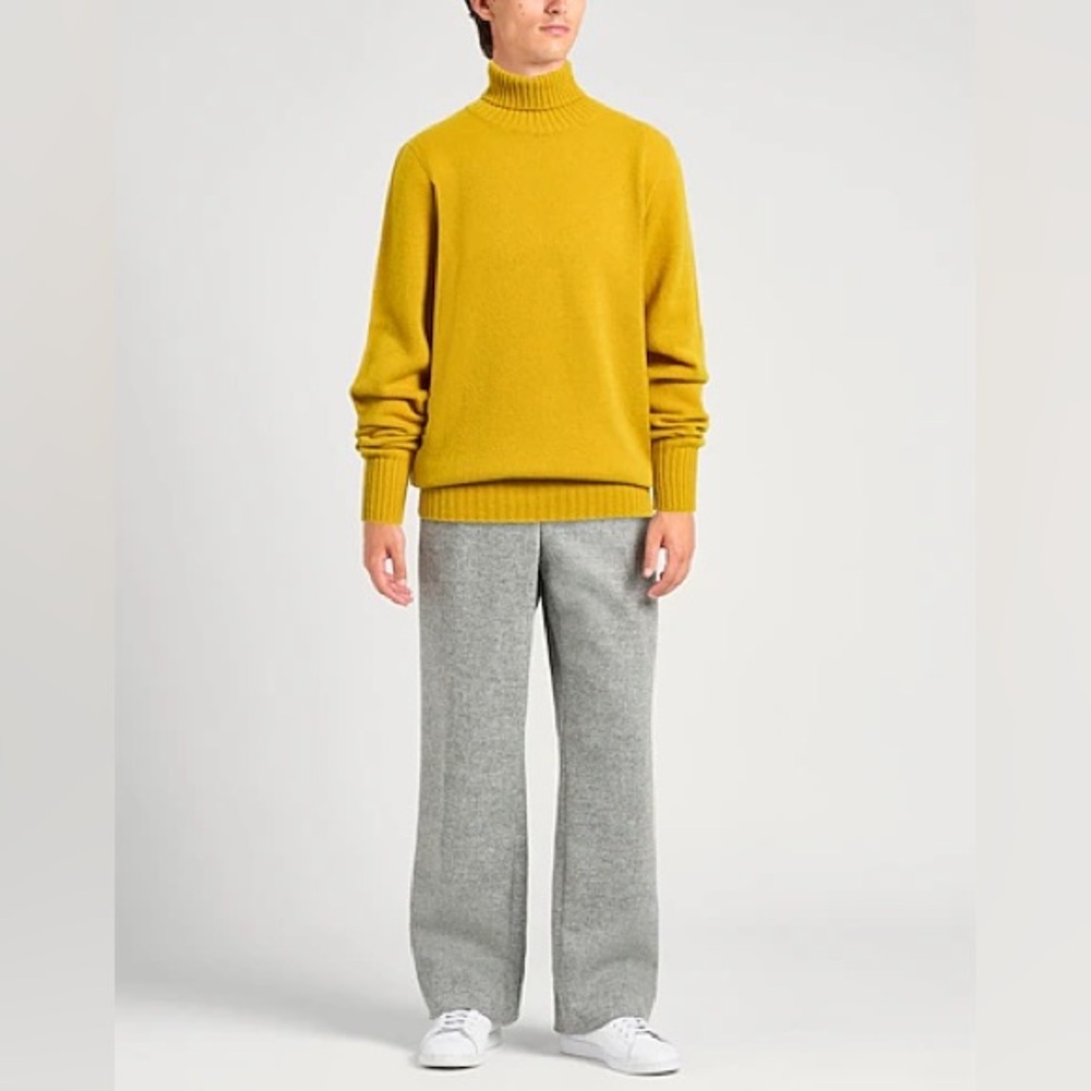 Drumohr 100% Cashmere Slim-Fit Golden Yellow Mid-Weight Sweater Medium